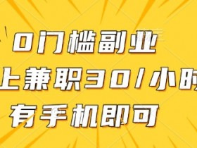 0门槛兼职副业，线上兼职30一小时，有部手机即可【揭秘】
