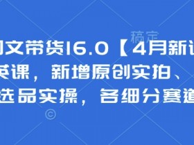 抖音图文带货16.0【4月新课】基础+精英课，新增原创实拍、视频混剪、选品实操，各细分赛道实操