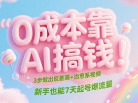 0成本靠AI搞钱！3步做出反差萌+治愈系视频，新手也能7天起号爆流量