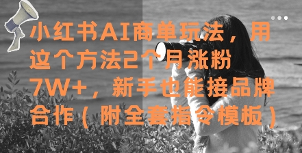 小红书AI商单玩法，用这个方法2个月涨粉7W+，新手也能接品牌合作(附全套指令模板)