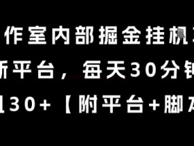 某工作室内部掘金挂G项目，新平台，每天30分钟，单机30+【揭秘】