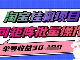 淘宝挂G项目，单号30，可矩阵批量操作