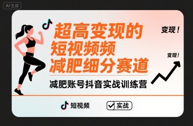 超高变现的短视频减肥细分赛道，减肥账号抖音实战训练营