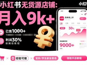 小红书无货源店铺项目，简单易上手，月入9k+，保姆级教程