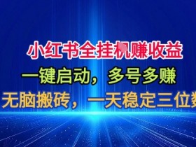 小红书全自动掘金项目，一键启动，无脑搬砖，一天稳定三位数【揭秘】