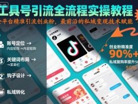 工具号引流全流程保姆级实操教程，全平台精准引流创业粉，最前沿的私域变现技术赋能