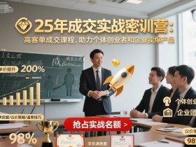 25年成交实战密训营，高客单成交课程，助力个体创业者和企业卖爆产品
