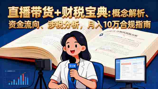 （16444期）直播带货+财税宝典：概念解析、资金流向、涉税分析，月入10万合规指南