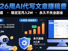 2026用AI代写文章賺稿费，提供接单渠道，稳定月入2W，永久不失业副业