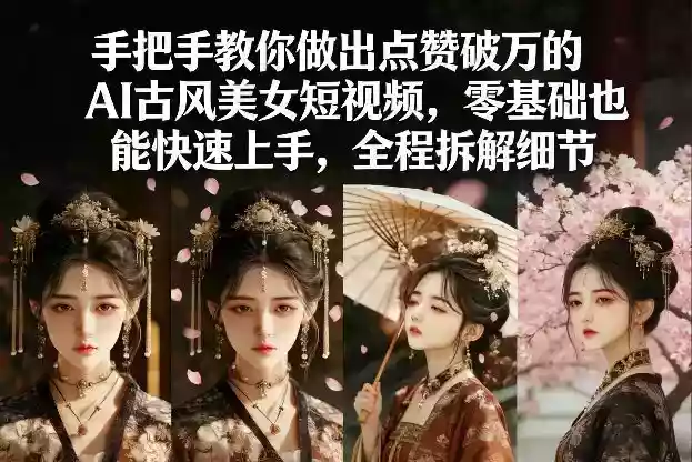 手把手教你做出点赞破万的AI古风美女短视频，零基础也能快速上手，全程拆解细节