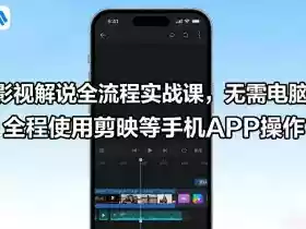 影视解说全流程实战课，无需电脑，全程使用剪映等手机APP操作