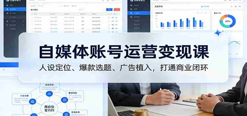 图片[1]-自媒体账号运营变现课：人设定位、爆款选题、广告植入，打通商业闭环