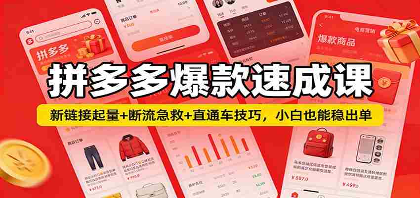 图片[1]-拼多多爆款速成课：新链接起量+断流急救+直通车技巧，小白也能稳出单