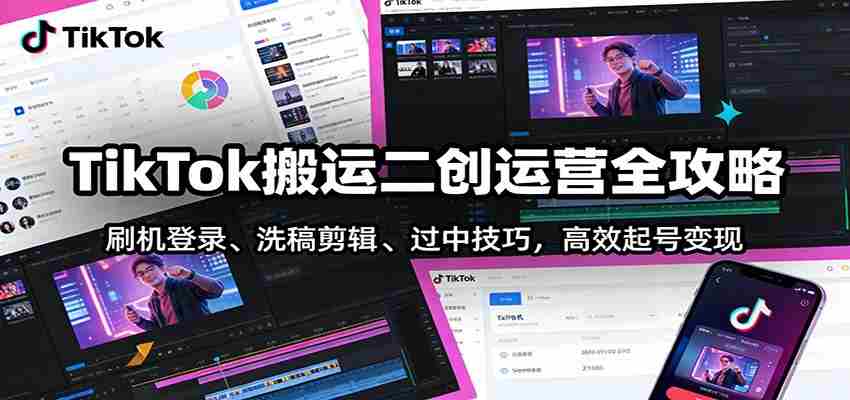 图片[1]-TikTok搬运二创运营全攻略：刷机登录、洗稿剪辑 、过中技巧，高效起号变现