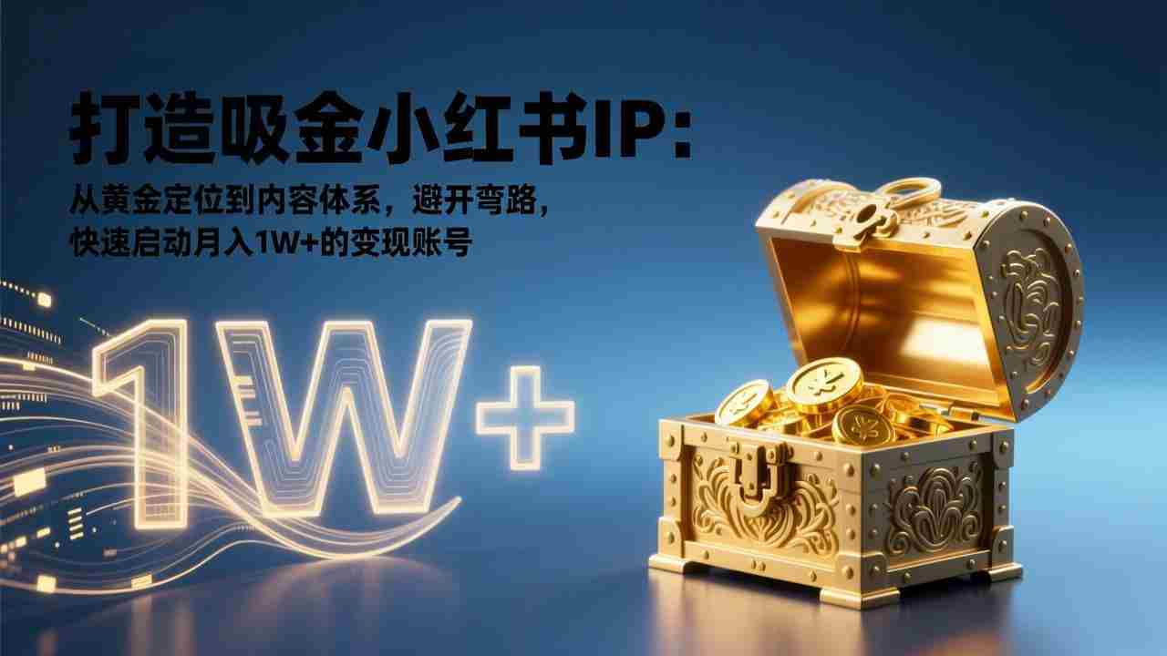 （17227期）打造吸金小红书IP：从黄金定位到内容体系，避开弯路，快速启动月入1W+的变现账号