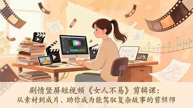 （17305期）剧情竖屏短视频《女人不易》剪辑课：从素材到成片、助你成为能驾驭复杂故事的剪辑师