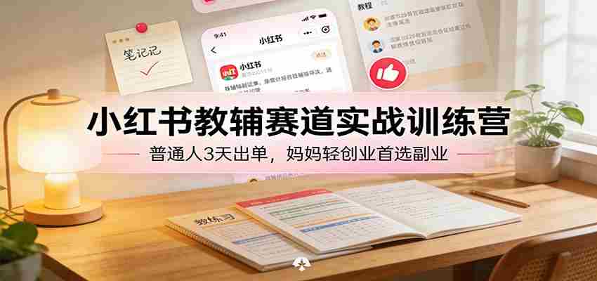 图片[1]-小红书教辅赛道实战训练营：普通人3天出单，宝妈轻创业首选副业