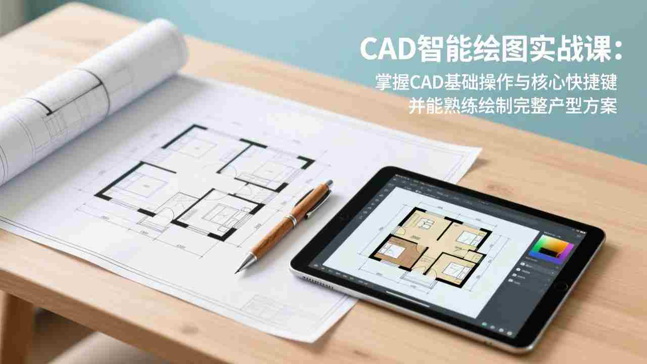 （17348期）CAD智能绘图实战课：掌握CAD基础操作与核心快捷键，并能熟练绘制完整户型方案