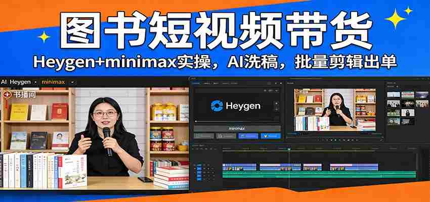 图片[1]-图书短视频带货：Heygen+minimax实操，AI洗稿 ，批量剪辑出单