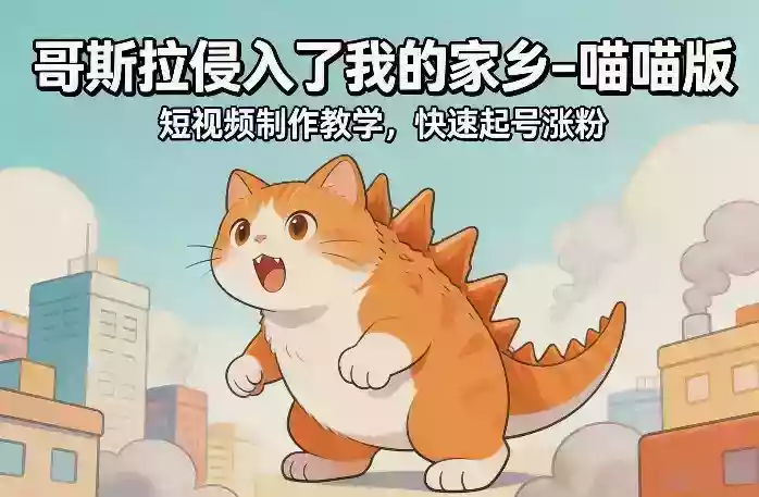 哥斯拉侵入了我的家乡–喵喵版短视频制作教学，快速起号涨粉