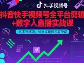 抖音快手视频号全平台剪辑+数字人直播实战课，从零到精通，快速实现短视频变现(更新2026年)​