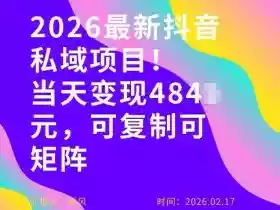 26年最新抖音私域玩法，当天变现4张+，可复制可粘贴，新手小白可做