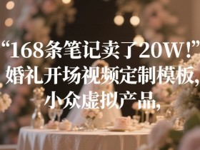 168条笔记卖了20W！婚礼开场视频定制模板，小众虚拟产品
