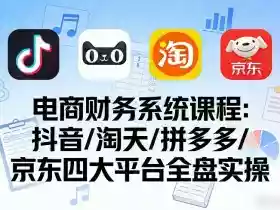 电商财务系统课程，覆盖抖音、淘天、拼多多、京东四大主流平台的全盘实操