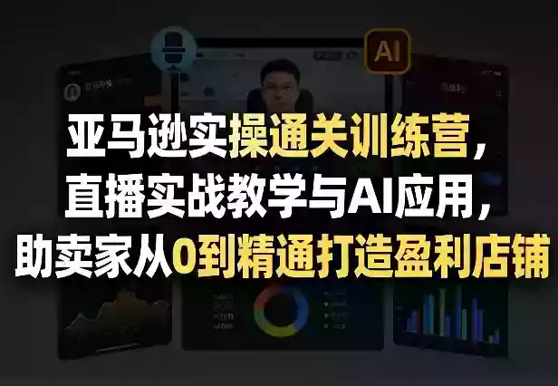亚马逊实操通关训练营，直播实战教学与AI应用，助卖家从0到精通打造盈利店铺（更新3月）