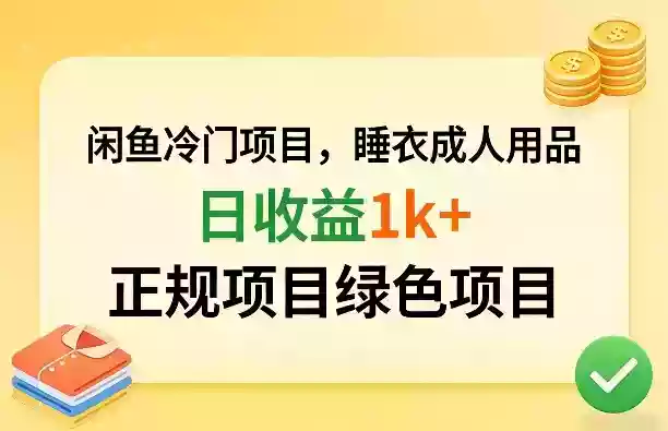 闲鱼冷门项目，情趣内衣成人用品，日收益1k+，正规项目绿色项目