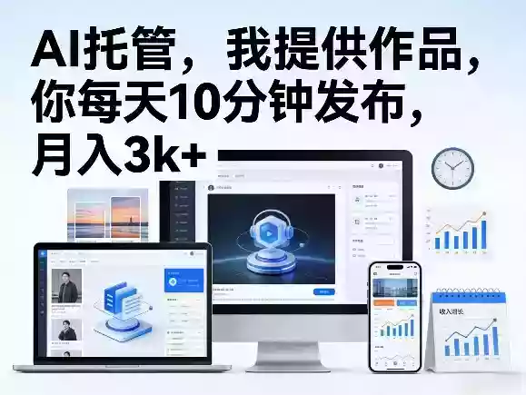 公众号AI托管，我提供作品，你每天10分钟发布，月入3k+【揭秘】