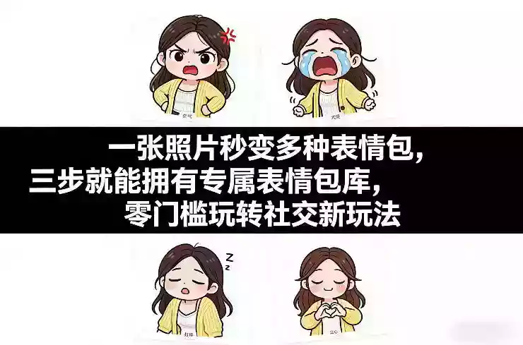一张照片秒变多种表情包，三步就能拥有专属表情包库，零门槛玩转社交新玩法【文档】