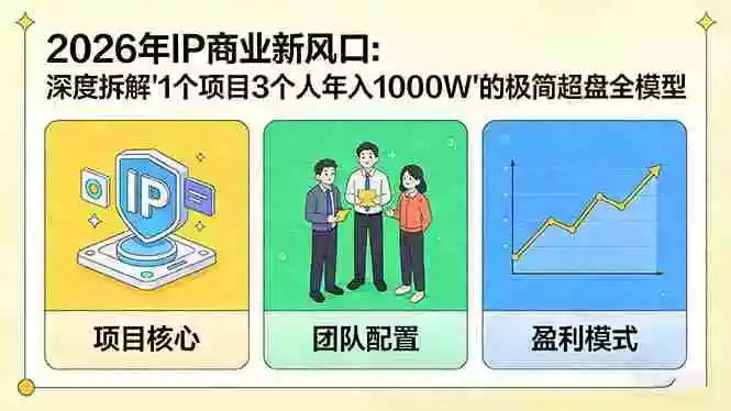 （17661期）2026年IP商业新风口：深度拆解“1个项目3个人年入1000W”的极简超盘全模型