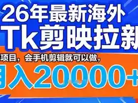 2026年最新海外Tk剪映拉新，蓝海项目，会手机剪辑就可以做，月入2W＋【揭秘】