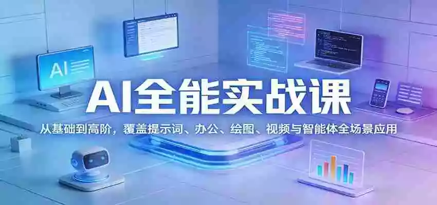 图片[1]-AI全能实战课：从基础到高阶，覆盖提示词、办公、绘图、视频与智能体全场景应用