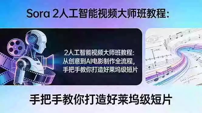 （17688期）Sora 2人工智能视频大师班教程：从创意到AI电影制作全流程，手把手教你打造好莱坞级短片
