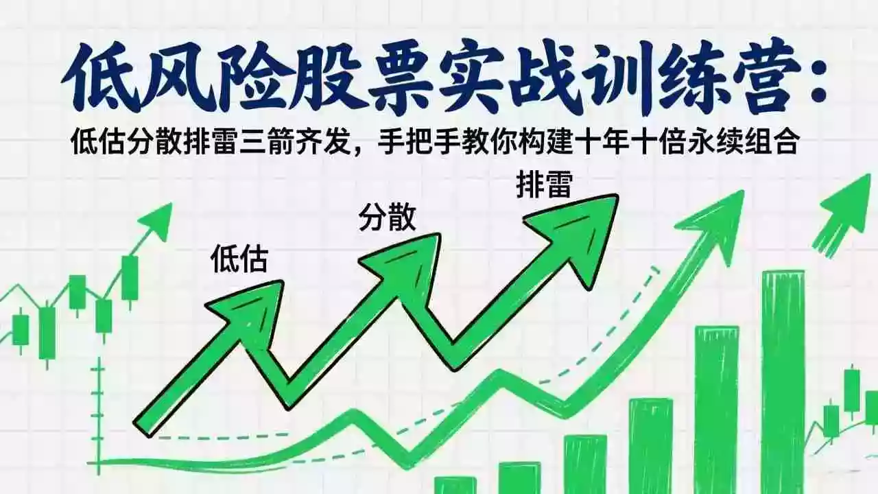 （17487期）低风险股票实战训练营：低估分散排雷三箭齐发，手把手教你构建十年十倍永续组合