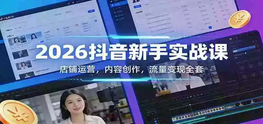 图片[1]-2026抖音新手实战课：店铺运营，内容创作，流量变现全套