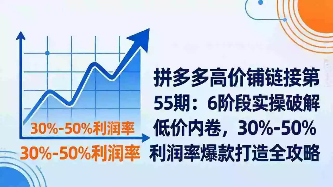 （17698期）拼多多高价铺链接第55期：6阶段实操破解低价内卷，30%-50%利润率爆款打造全攻略