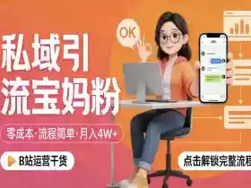 私域引流宝妈粉，零成本流程简单，手把手教你精准获客，月入1W＋