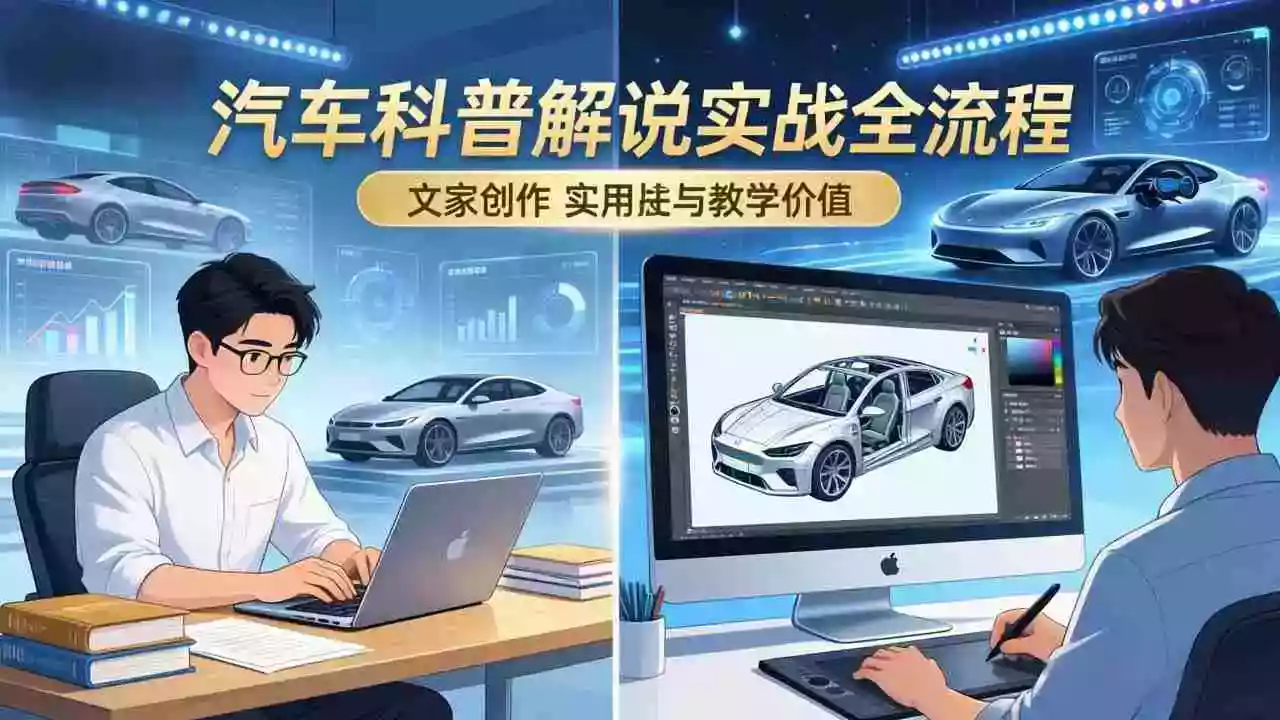 （17665期）抖音汽车科普解说实战：文案+动画+画面处理+去水印全流程，打造专业汽车科普视频