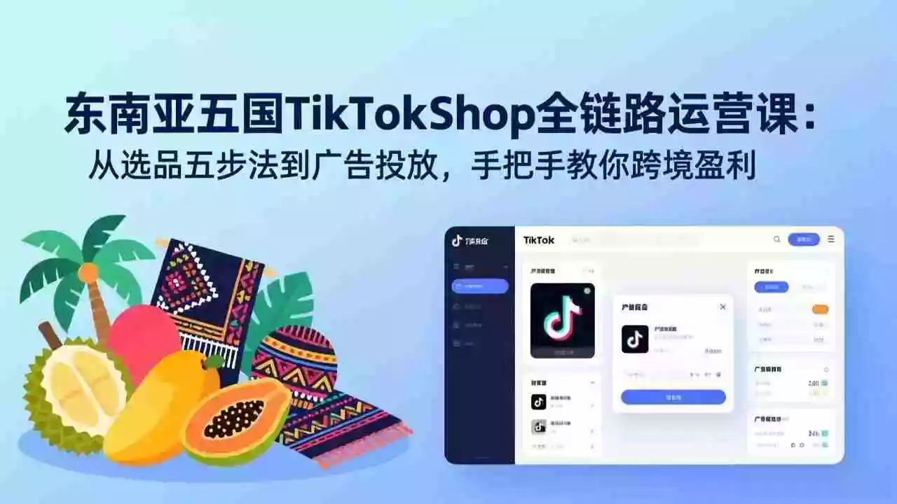 （17511期）东南亚五国TikTok Shop全链路运营课：从选品五步法到广告投放，手把手教你跨境盈利