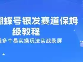 26年蝴蝶号银发赛道保姆级教程，全流程多个易实操玩法实战录屏