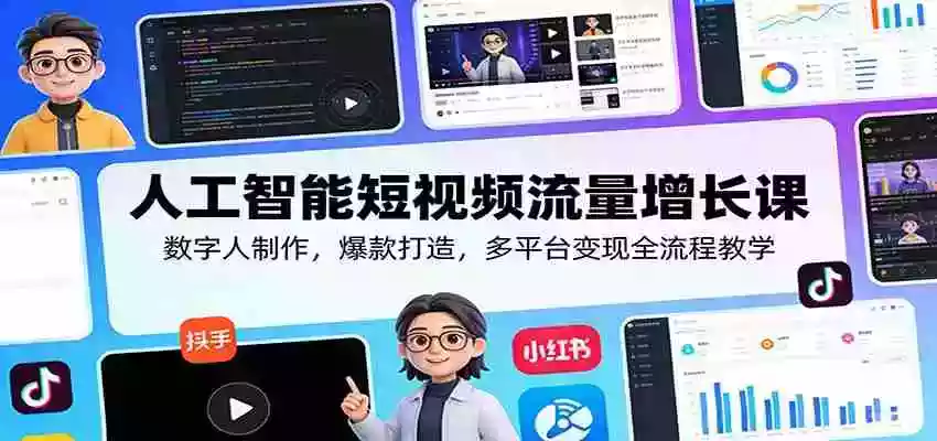 图片[1]-人工智能短视频流量增长课：数字人制作，爆款打造，多平台变现全流程教学