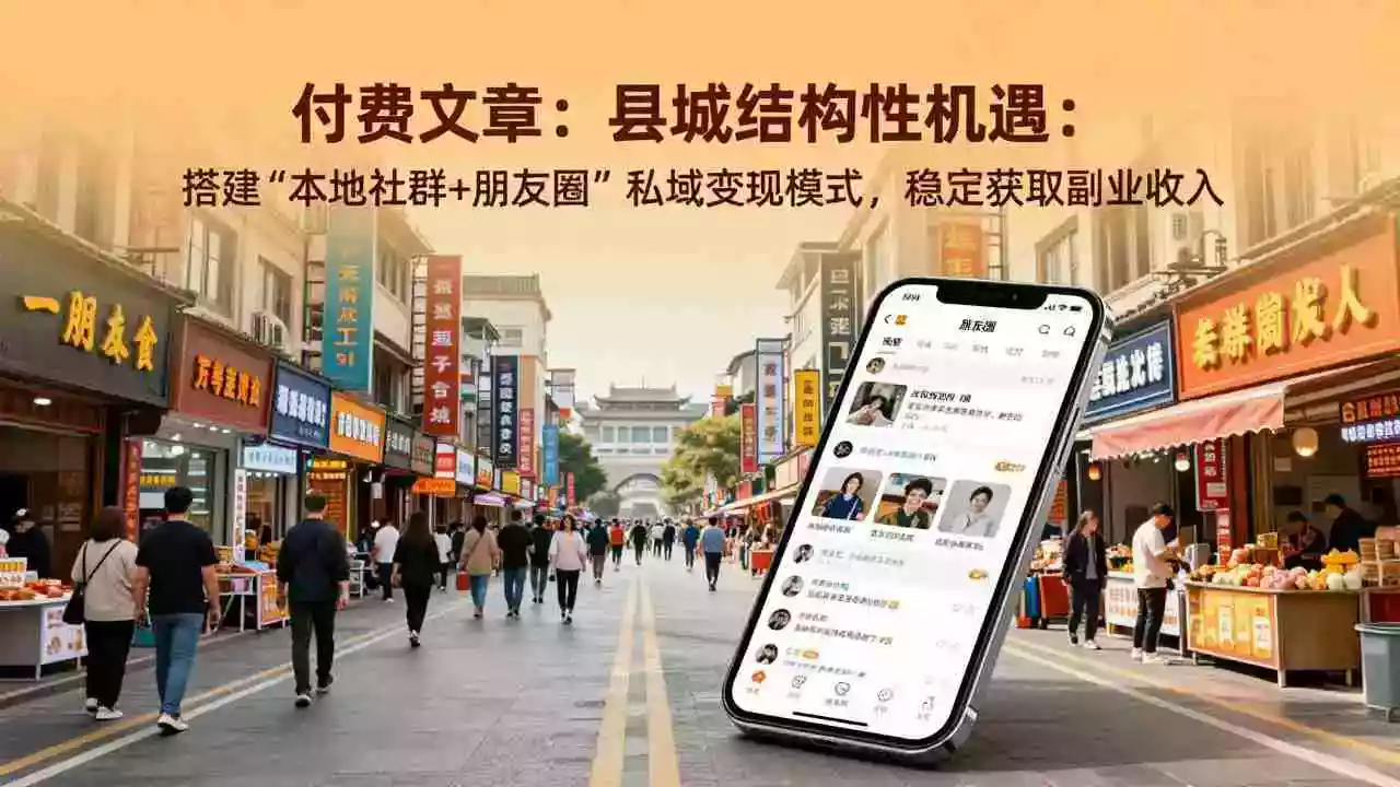 （17518期）付费文章：县城结构性机遇：搭建“本地社群+朋友圈”私域变现模式，稳定获取副业收入