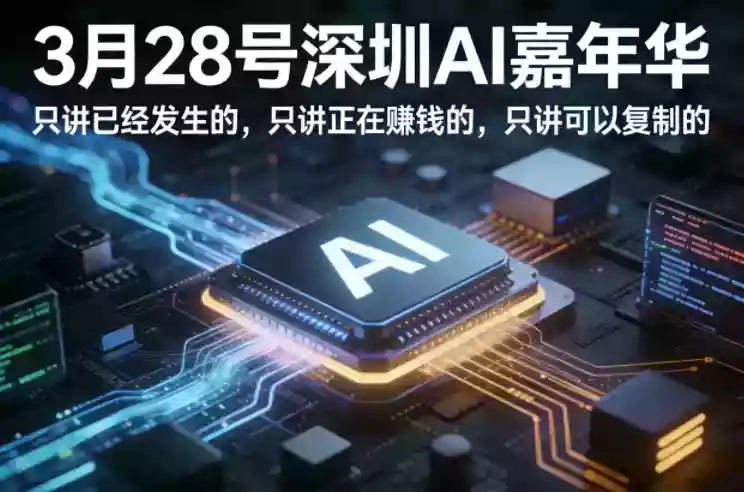 3月28号深圳AI嘉年华，只讲已经发生的，只讲正在賺钱的，只讲可以复制的