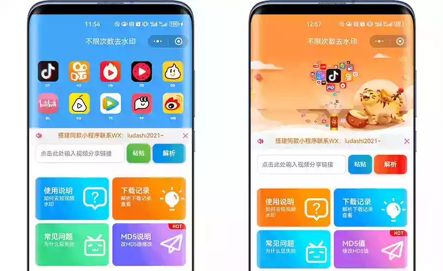 最新去水印小程序系统 前端+后端全套源码 多套模版 免授权