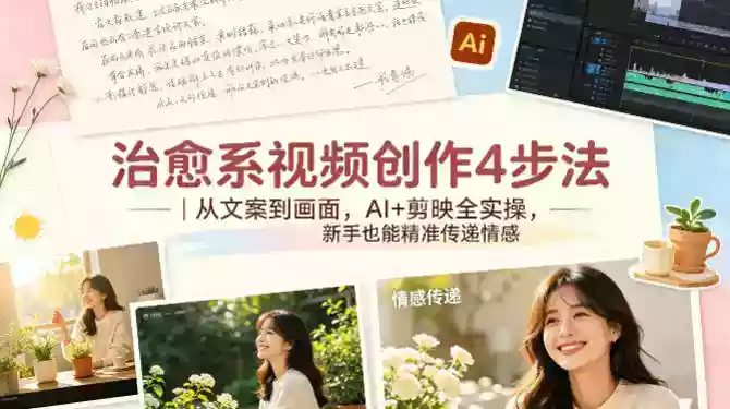治愈系视频创作4步法｜从文案到画面，AI+剪映全实操，新手也能精准传递情感