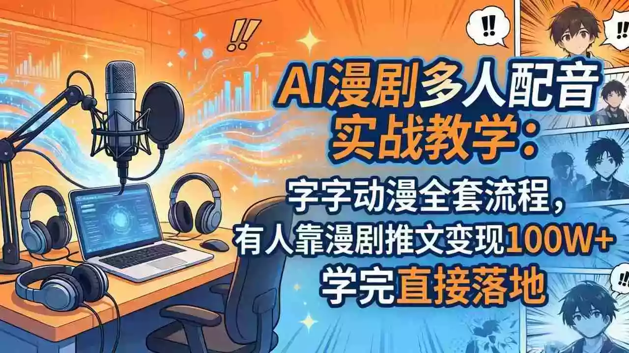 AI漫剧多人配音实战教学：字字动漫全套流程，有人靠漫剧推文变现100W+，学完直接落地