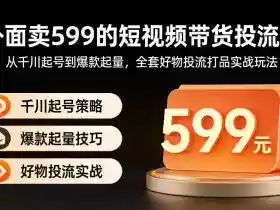 外面卖599的短视频带货投流课：从千川起号到爆款起量，全套好物投流打品实战玩法